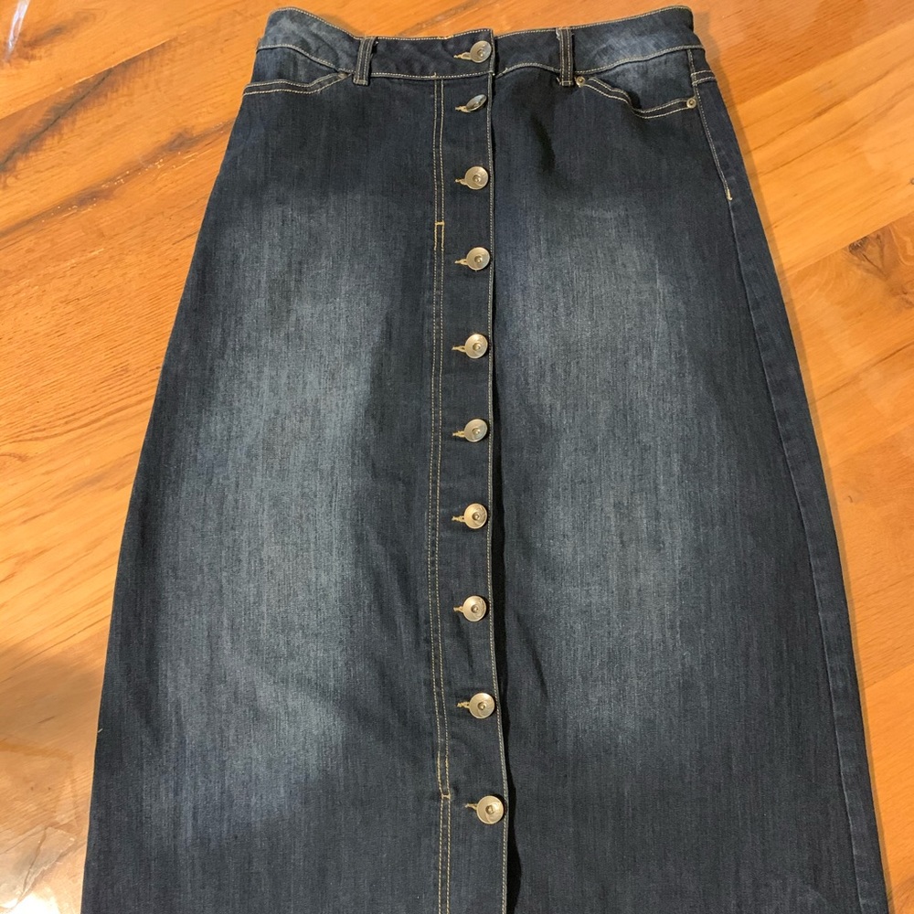 Long denim jean straight Cato skirt